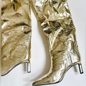 Zara Metallic Gold Boots size 39